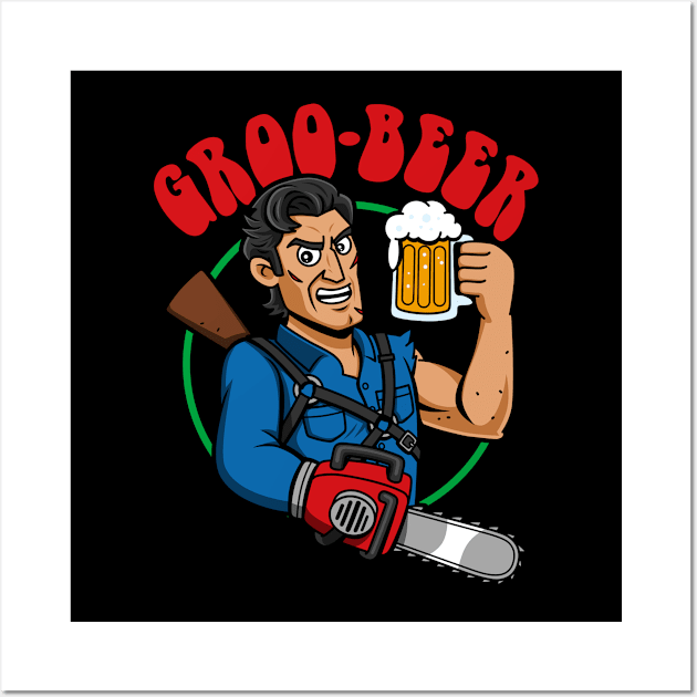 Grobeer Funny Beer Drinking Horror Movie Groovy Hero Wall Art by BoggsNicolas